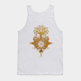 Ygdrassil with Huginn & Muninn [Gold] Tank Top